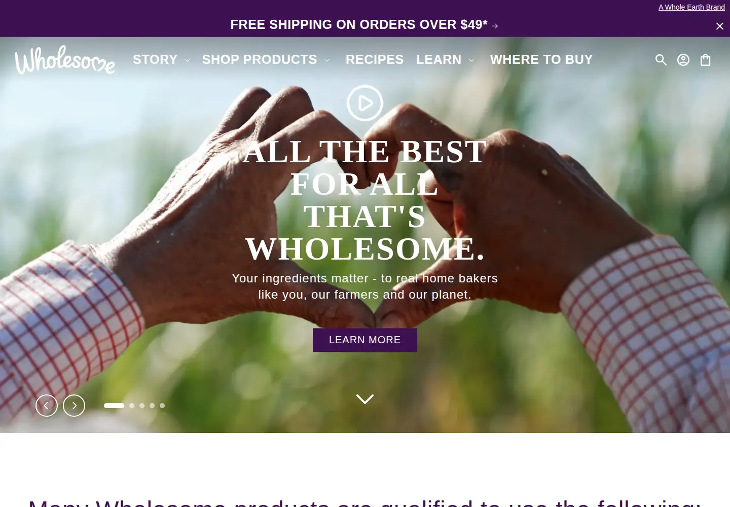 Screenshot of wholesomesweeteners.com