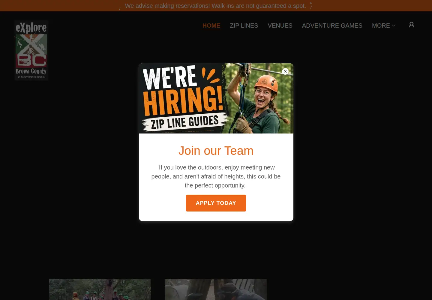 Screenshot of explorebrowncounty.com
