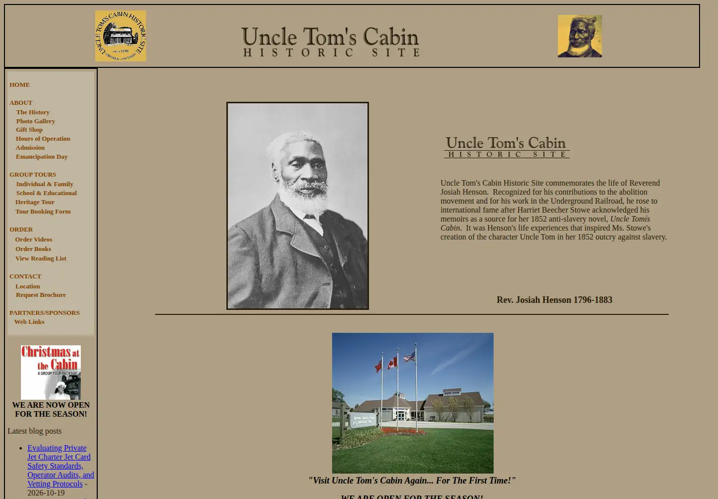 Captured homepage of uncletomscabin.org in the current scan