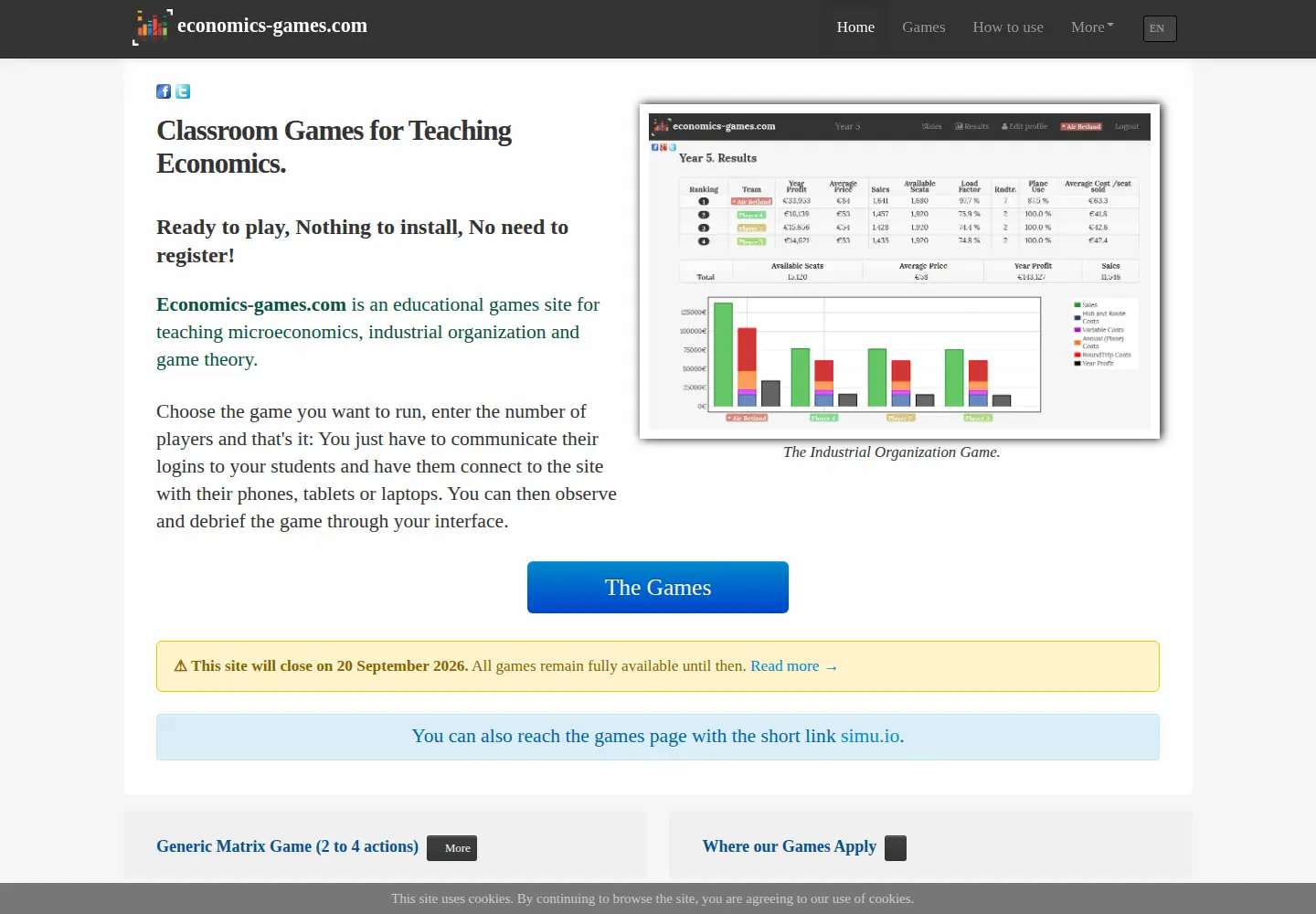 Screenshot of economics-games.com