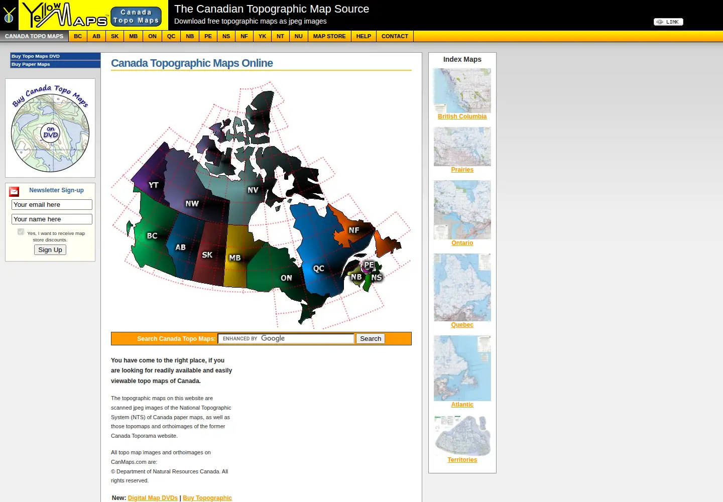 Screenshot of canmaps.com