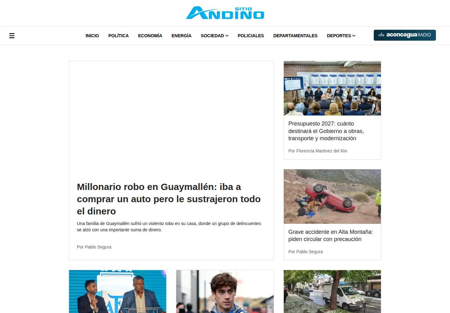 Captured homepage of sitioandino.com in the current scan