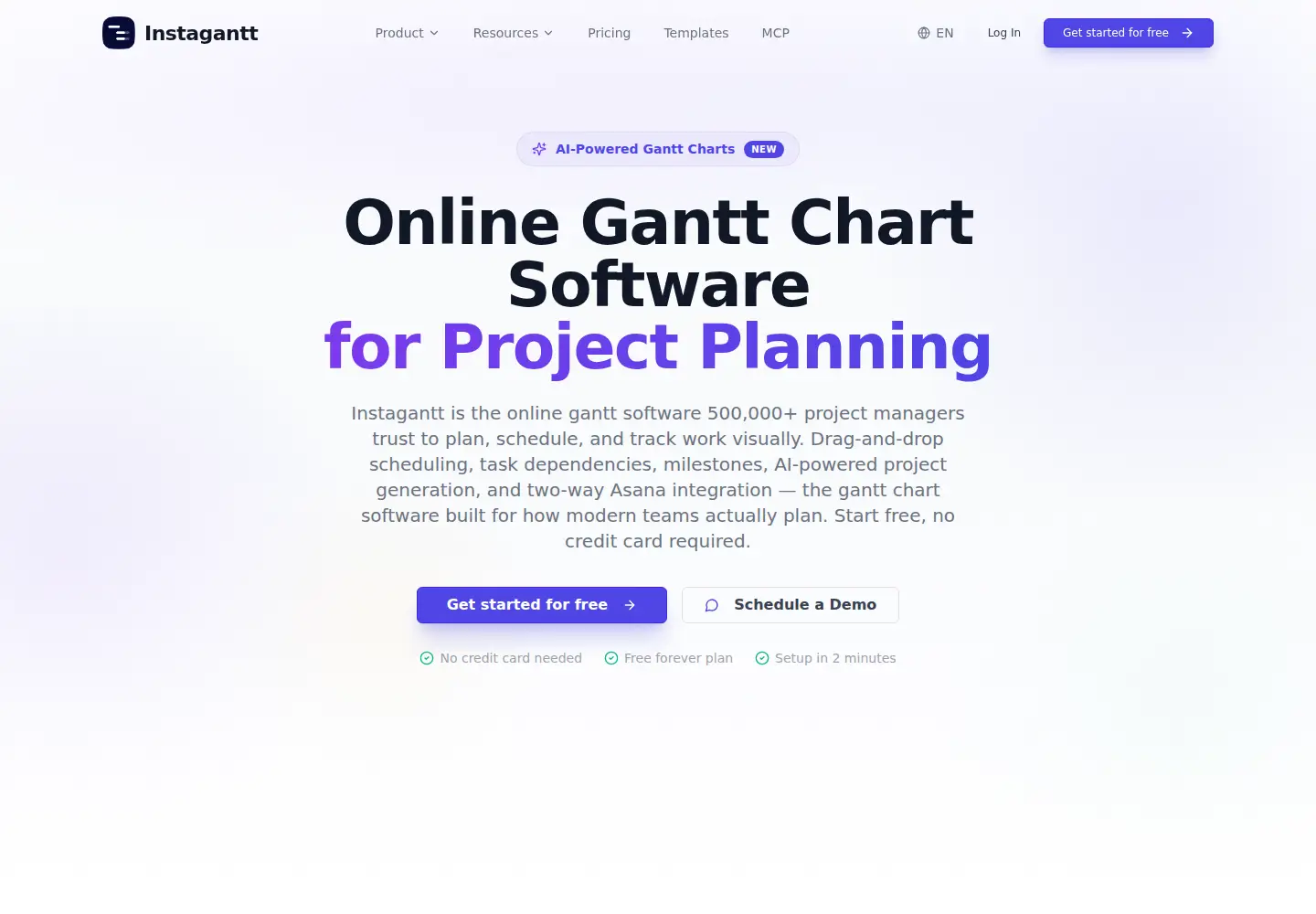 Captured homepage of instagantt.com in the current scan