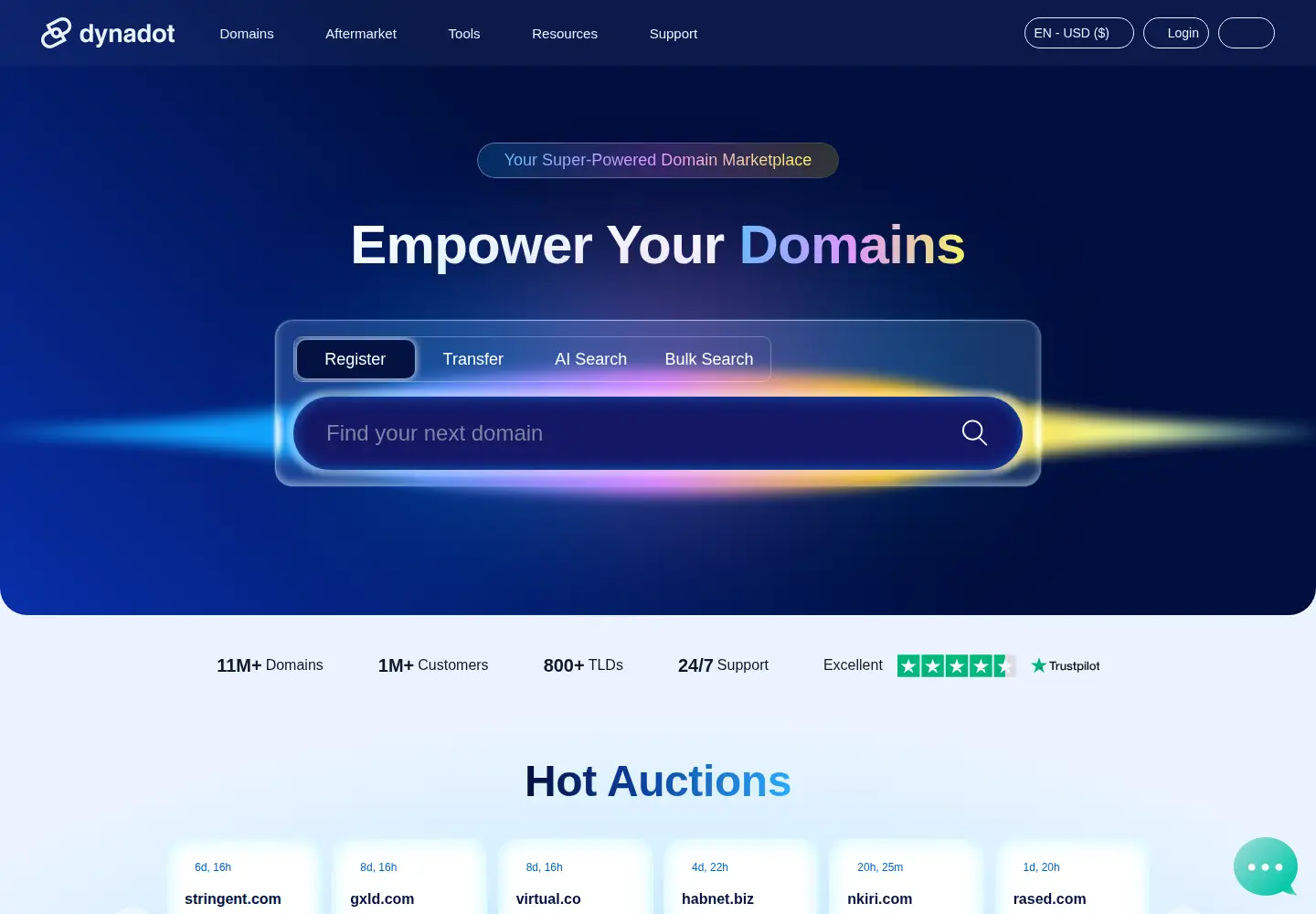 Screenshot of dynadot.com
