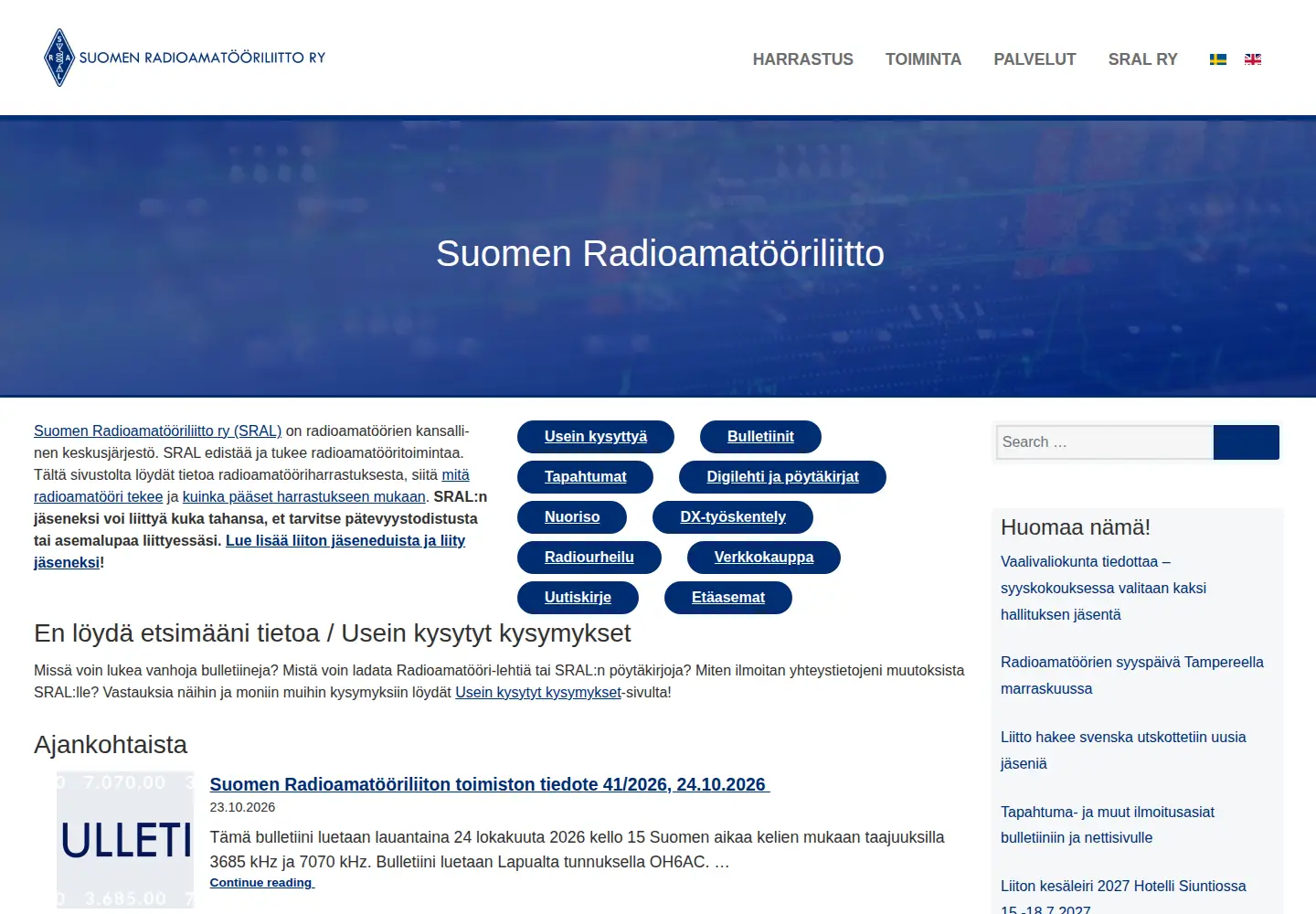 Screenshot of sral.fi