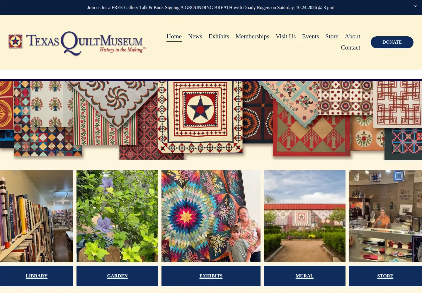 Screenshot of texasquiltmuseum.org