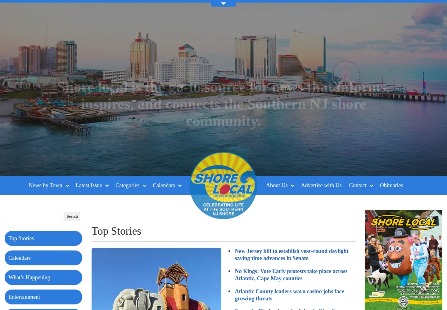 Captured homepage of shorelocalnews.com in the current scan