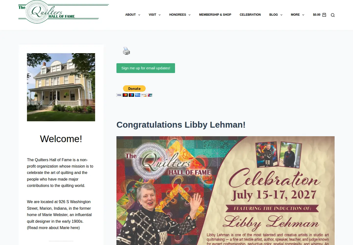 Screenshot of quiltershalloffame.net