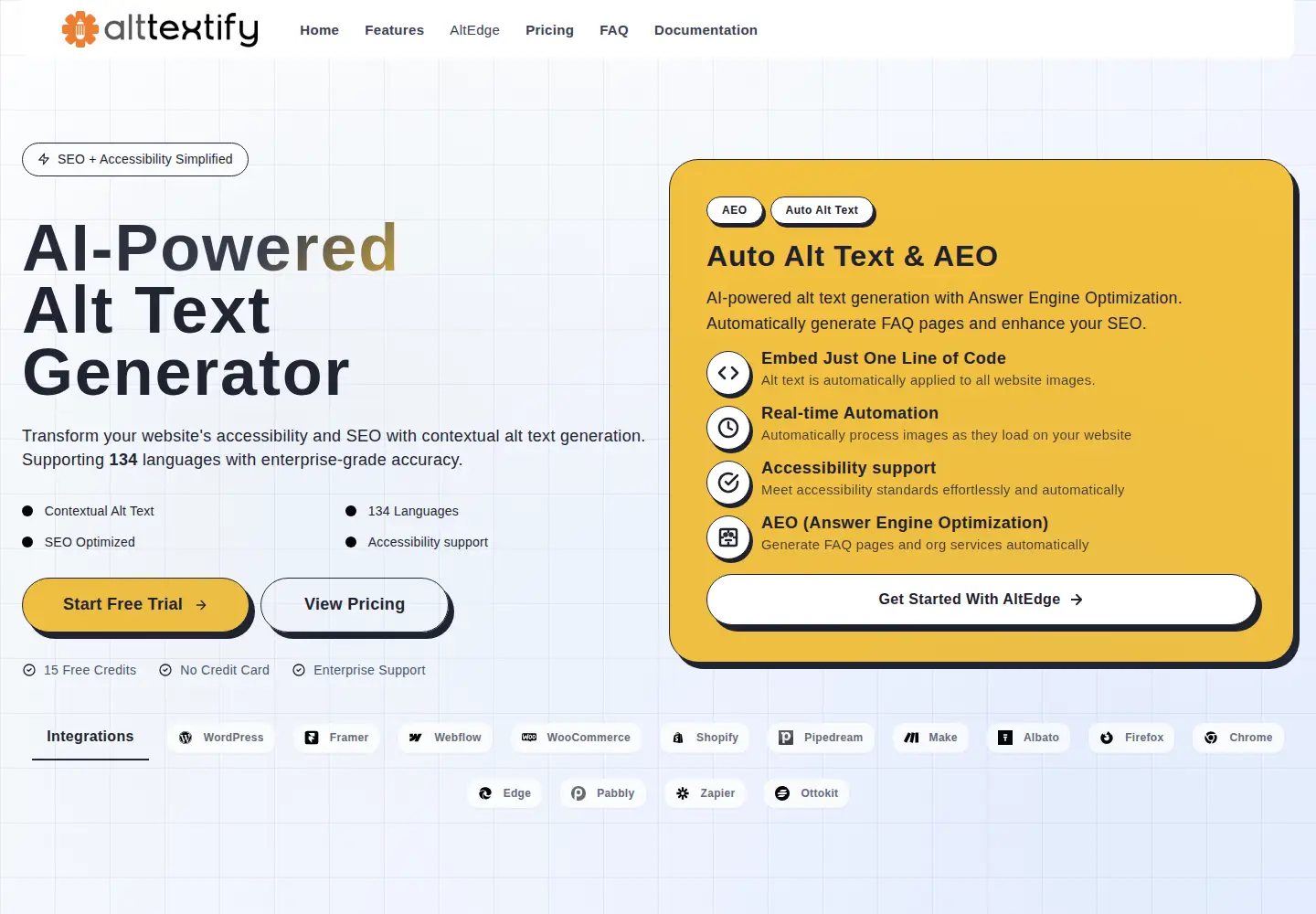 Captured homepage of alttextify.net in the current scan