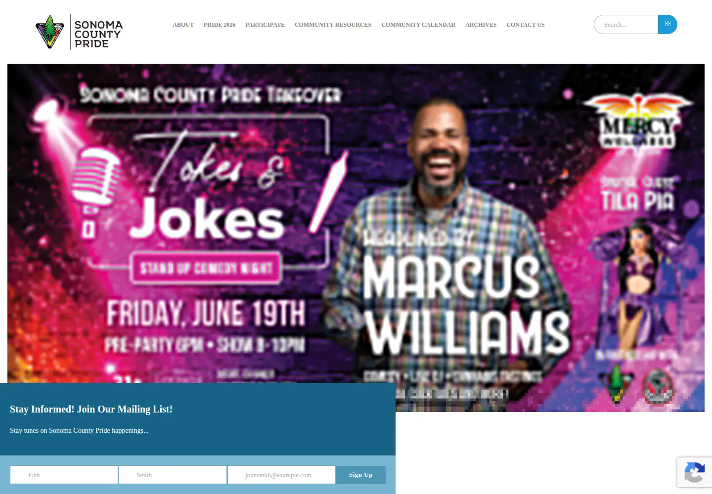 Screenshot of sonomacountypride.org
