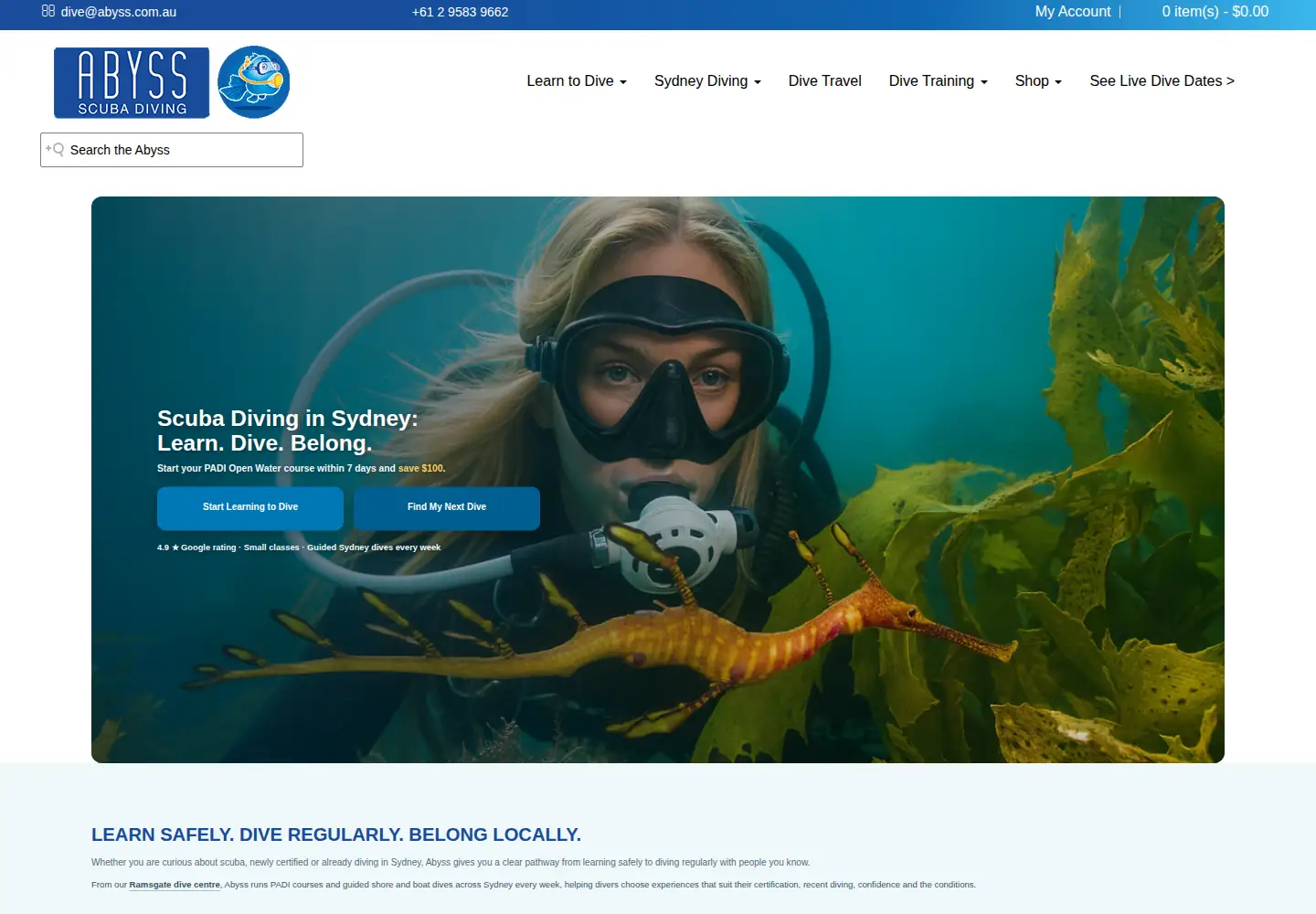 Captured homepage of abyss.com.au in the current scan