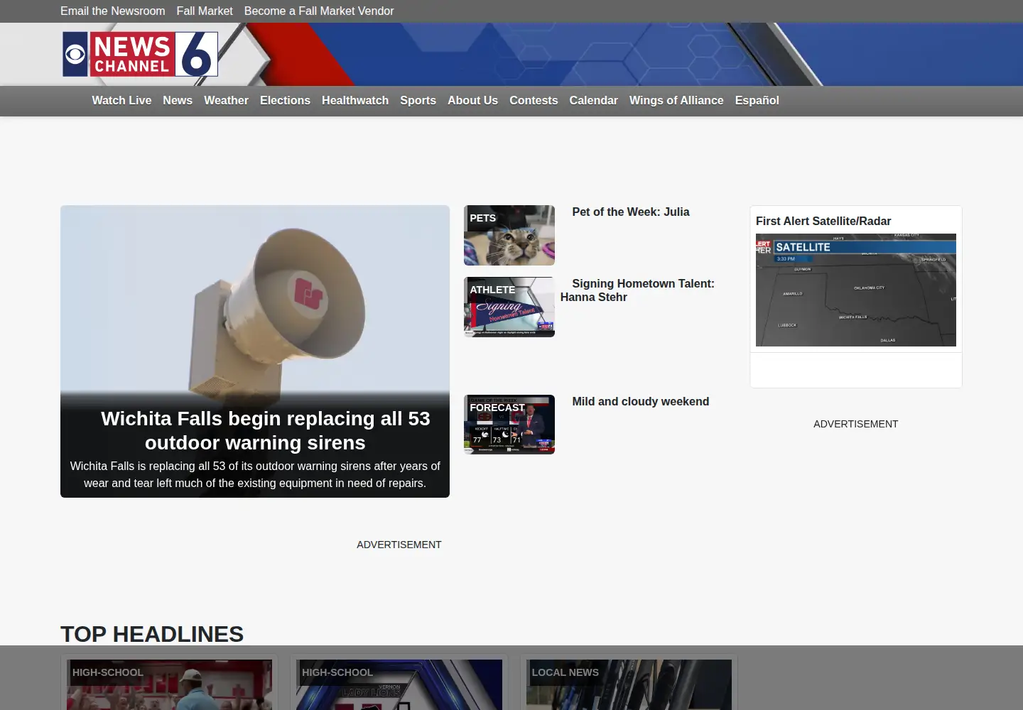 Captured homepage of newschannel6now.com in the current scan
