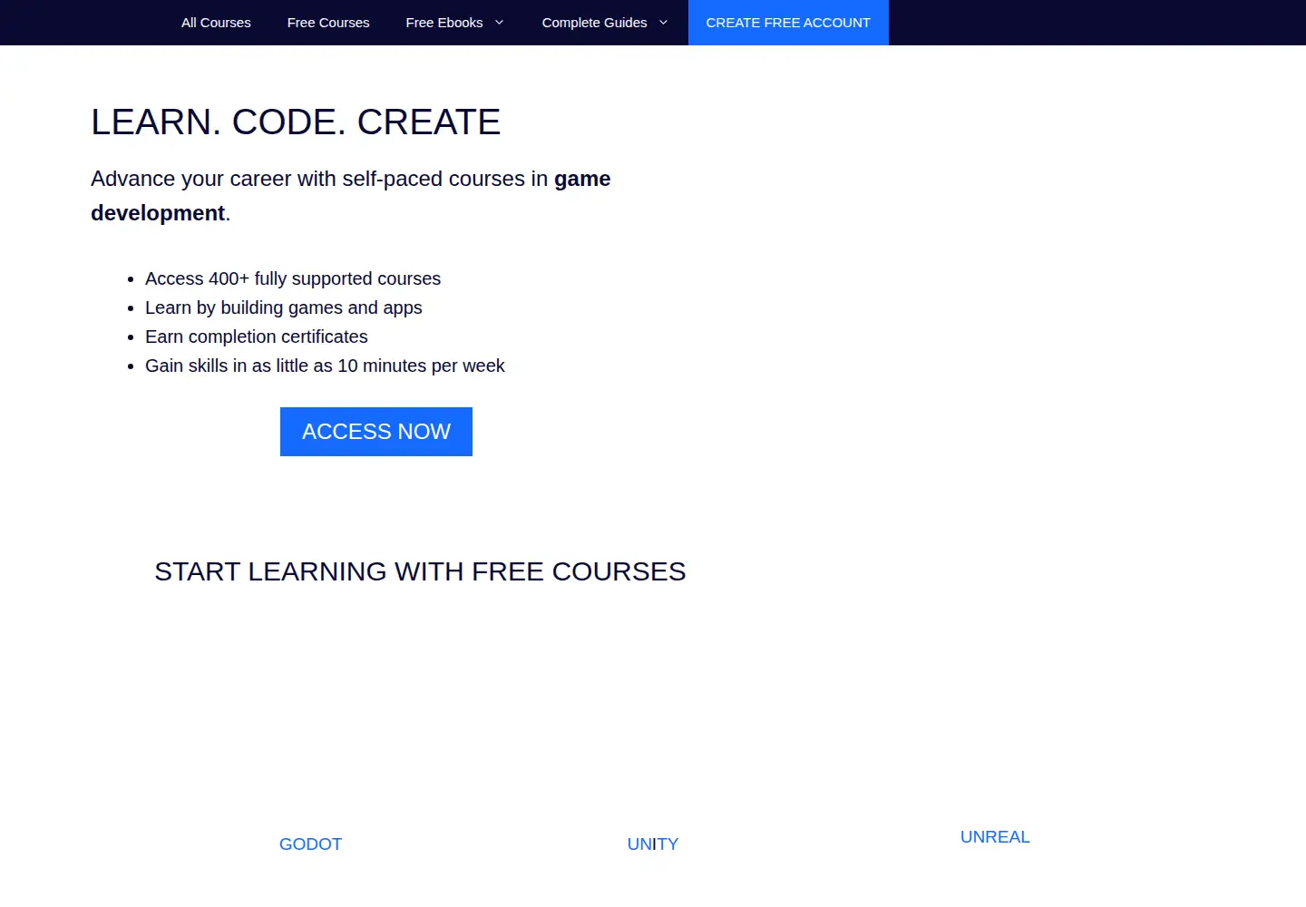 Screenshot of gamedevacademy.org