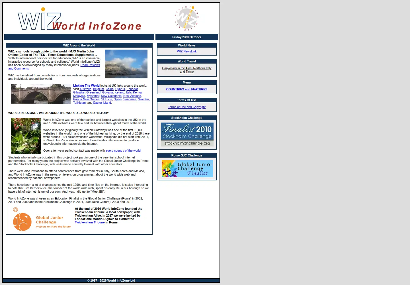 Screenshot of worldinfozone.com