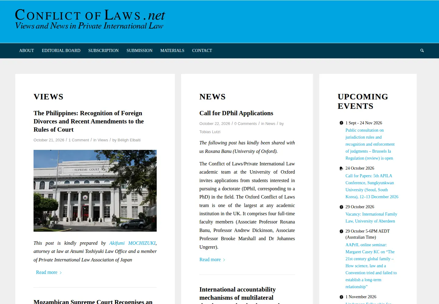 Screenshot of conflictoflaws.net