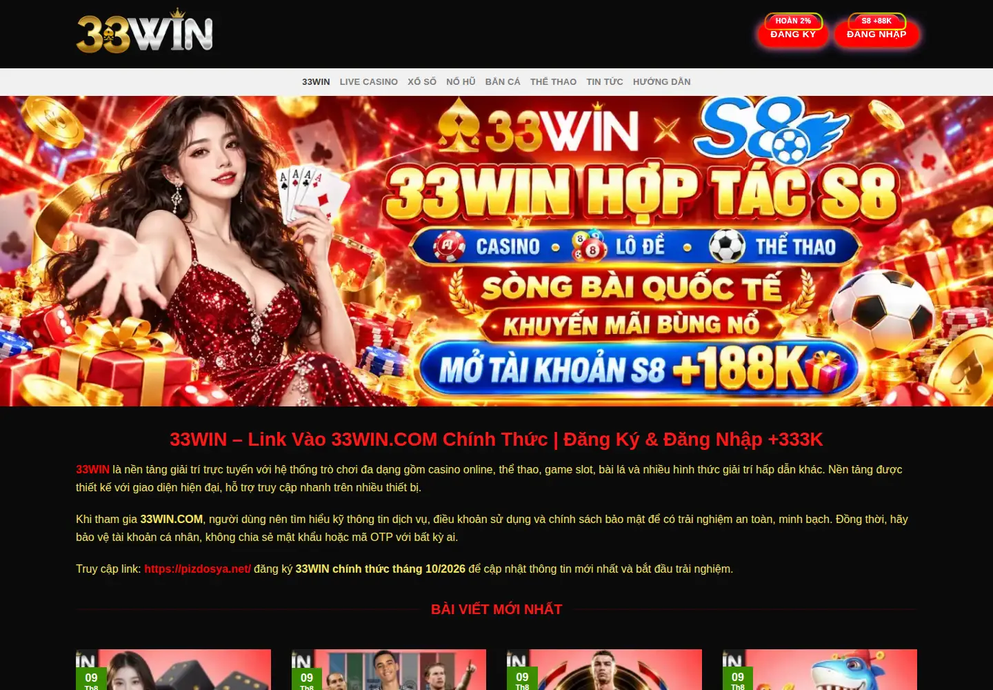 Captured homepage of 33win.party in the current scan