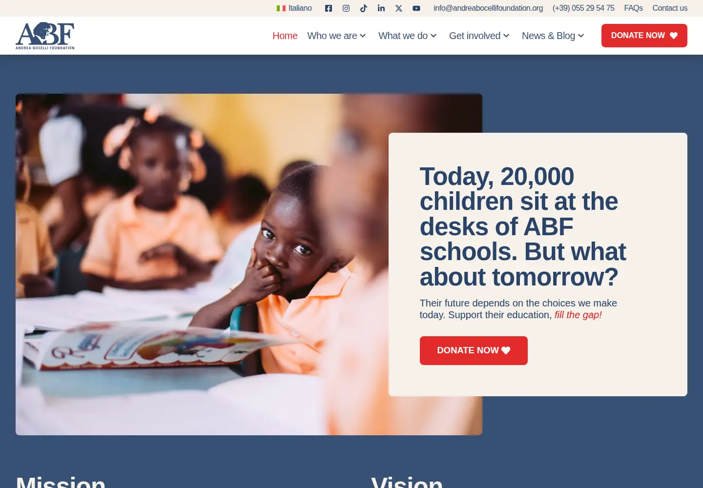 Screenshot of andreabocellifoundation.org