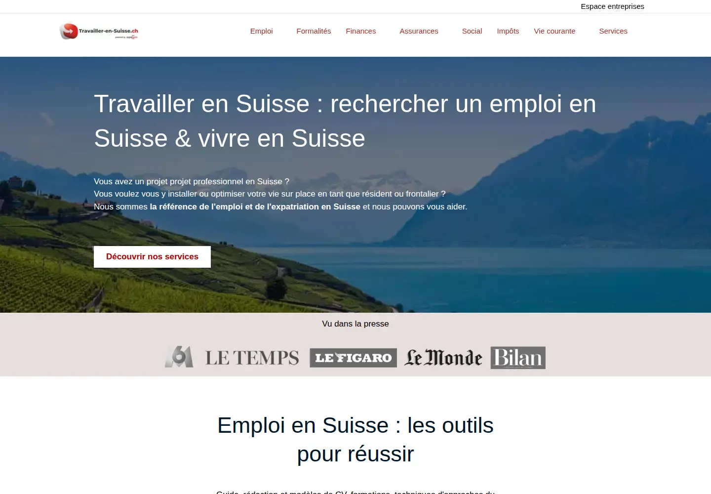 Screenshot of travailler-en-suisse.ch