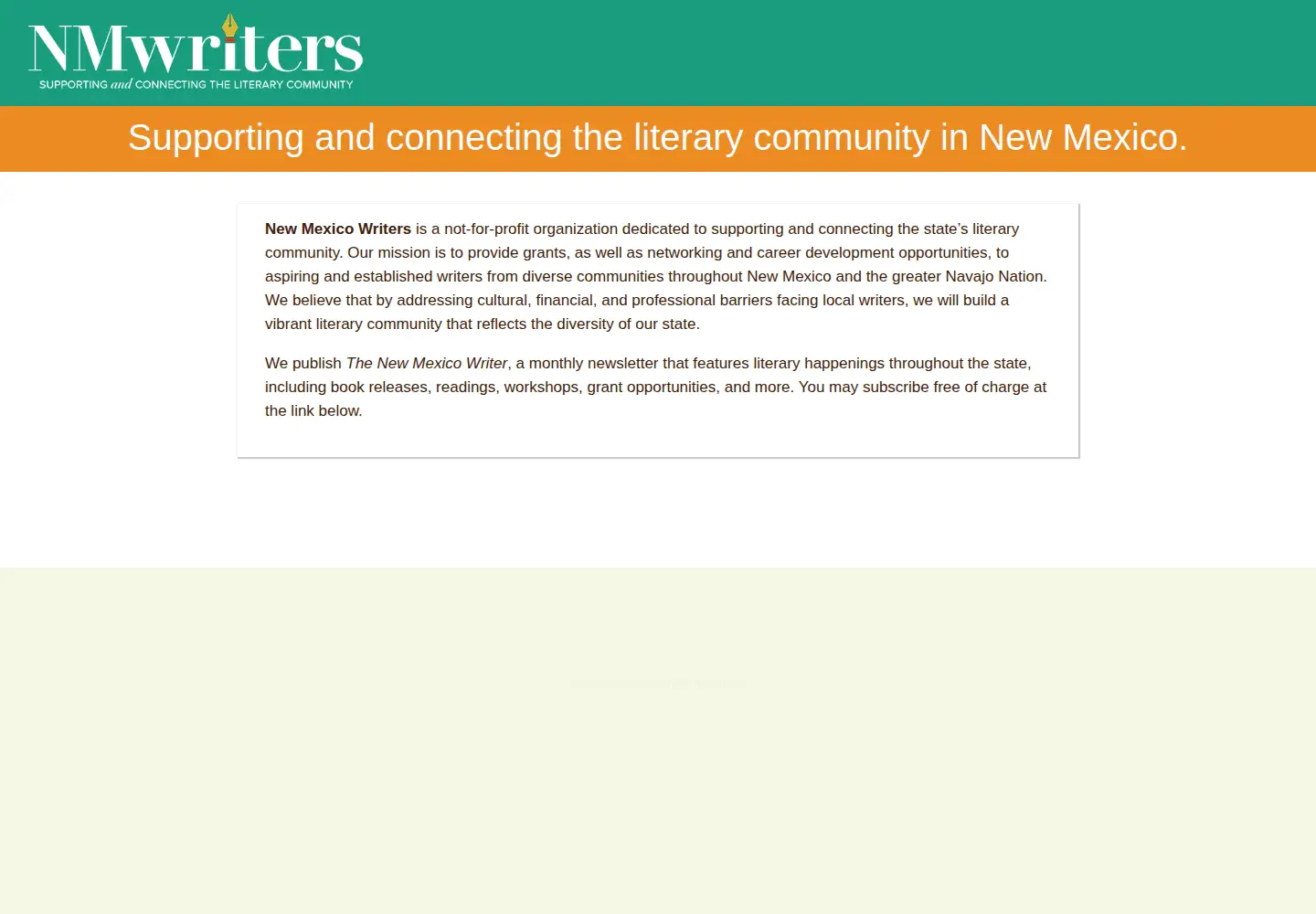 Captured homepage of nmwriters.org in the current scan