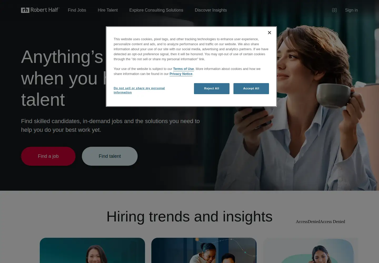 Screenshot of roberthalf.com