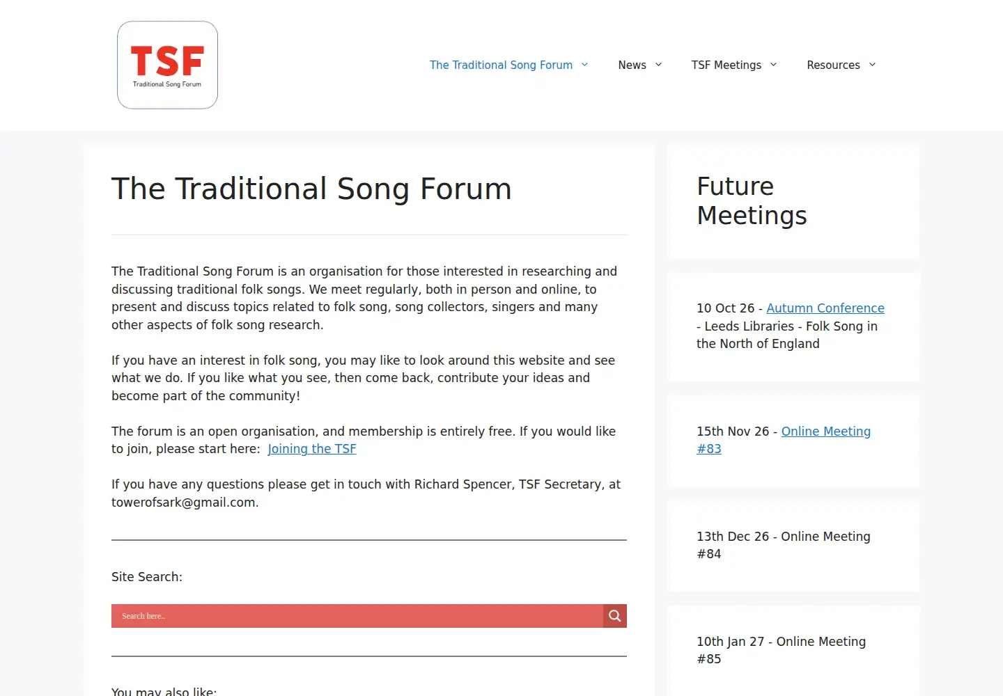 Screenshot of tradsong.org
