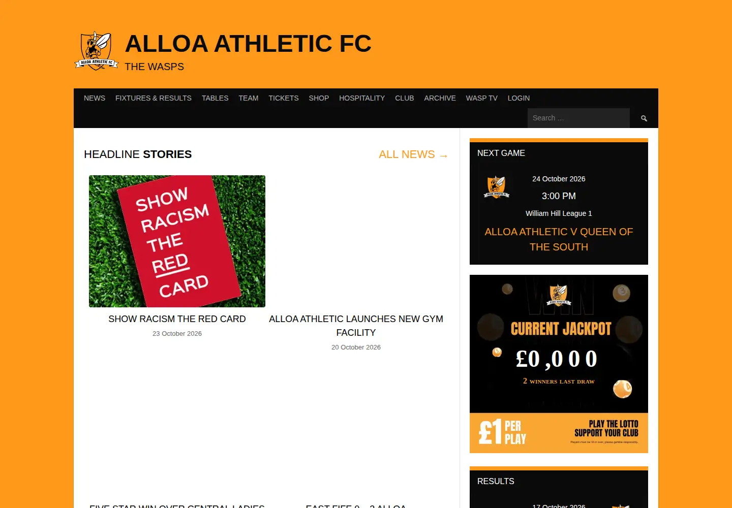 Screenshot of alloaathletic.co.uk