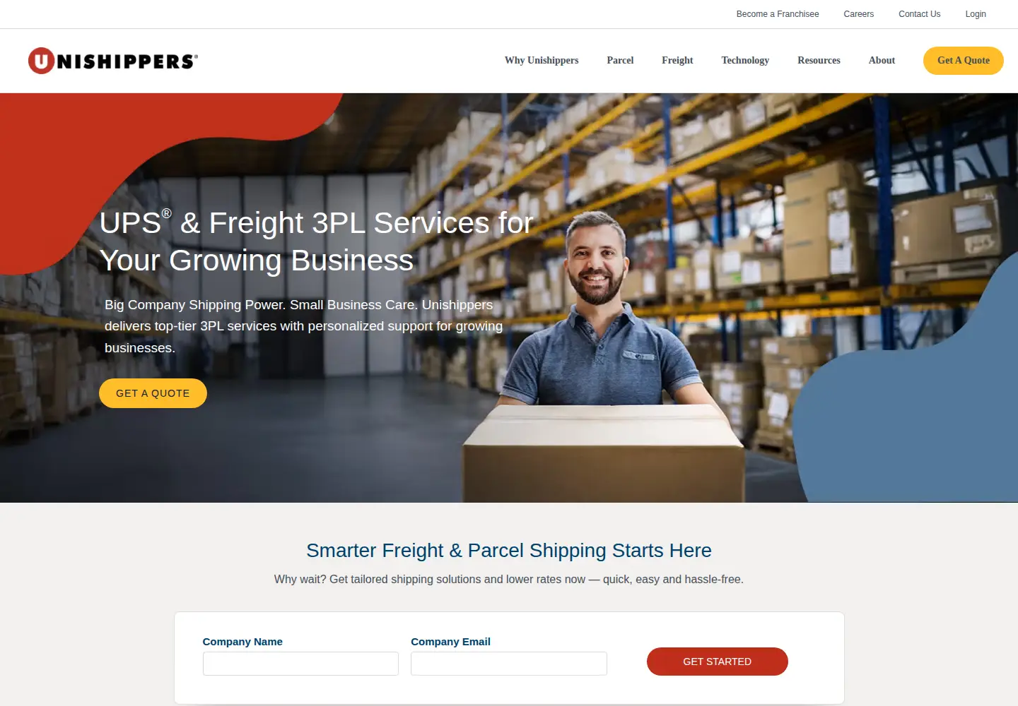 Captured homepage of unishippers.com in the current scan