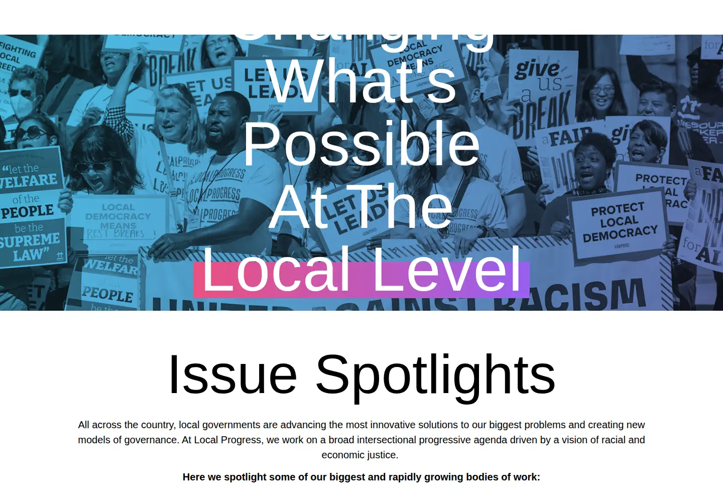 Captured homepage of localprogress.org in the current scan