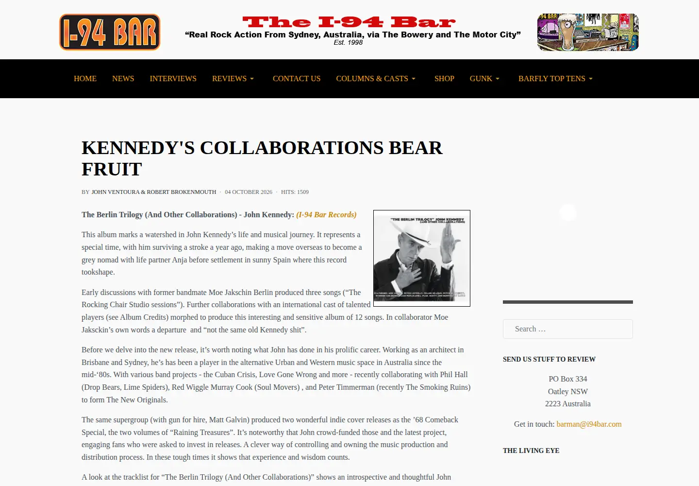 Captured homepage of i94bar.com in the current scan
