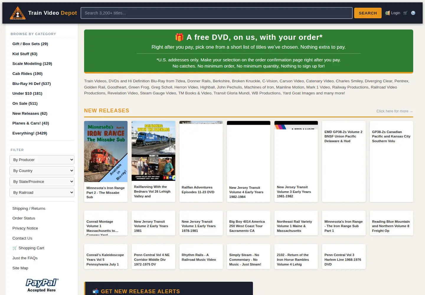 Screenshot of trainvideodepot.com