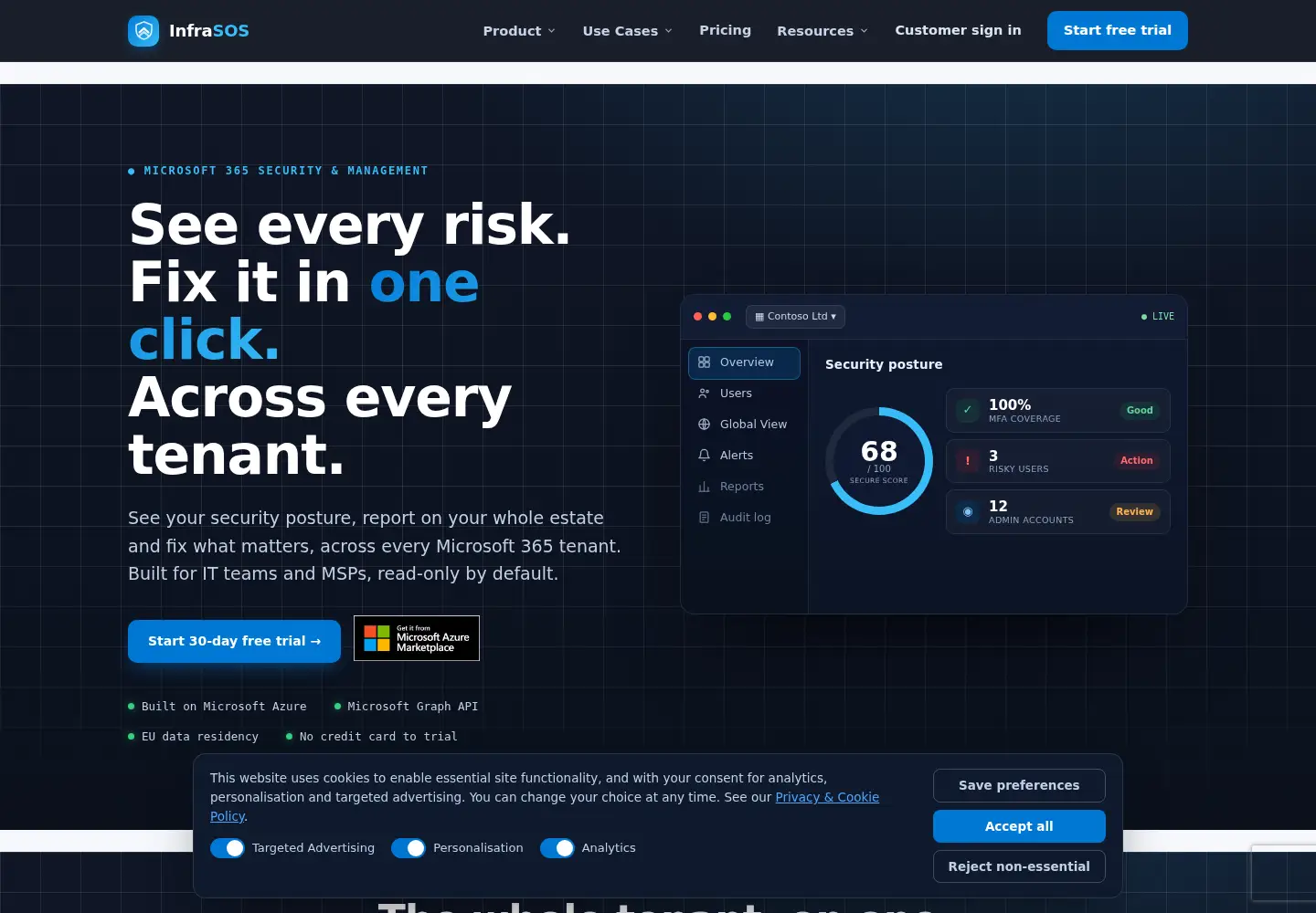 Captured homepage of infrasos.com in the current scan