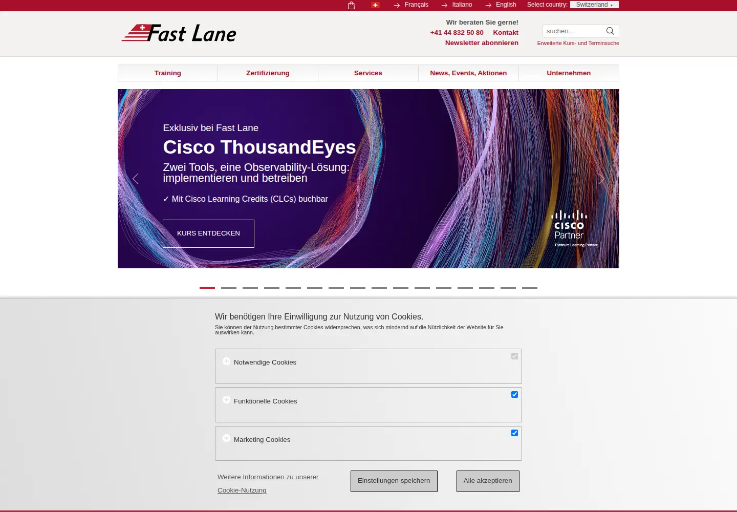 Captured homepage of flane.ch in the current scan