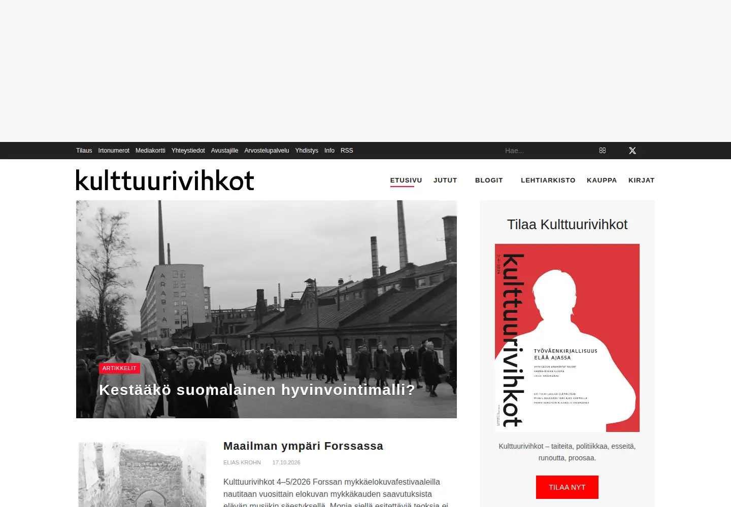 Screenshot of kulttuurivihkot.fi
