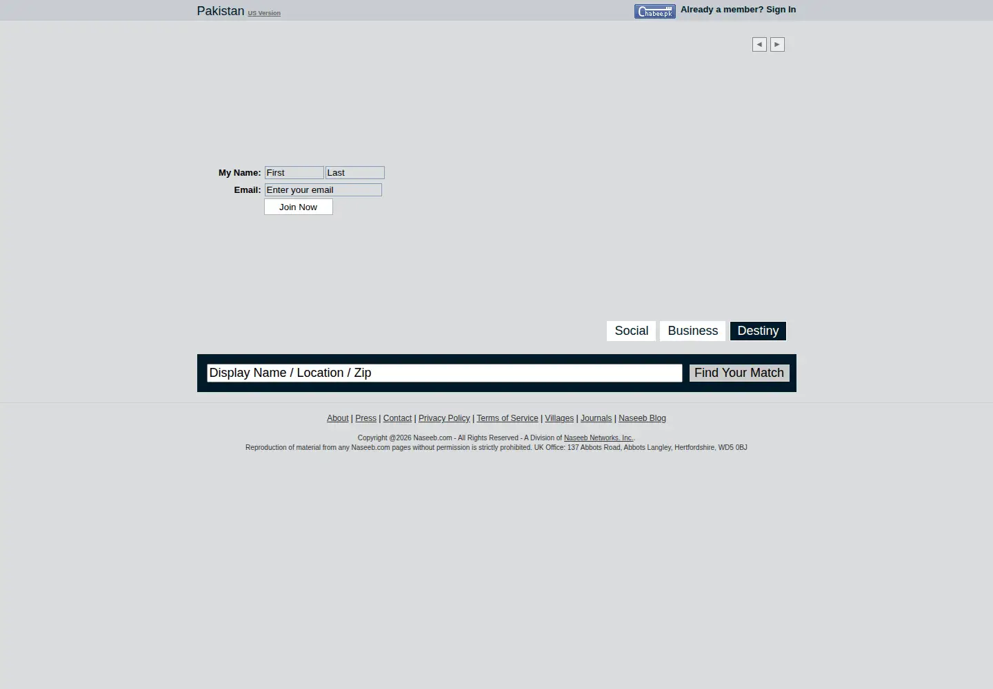 Screenshot of naseeb.com