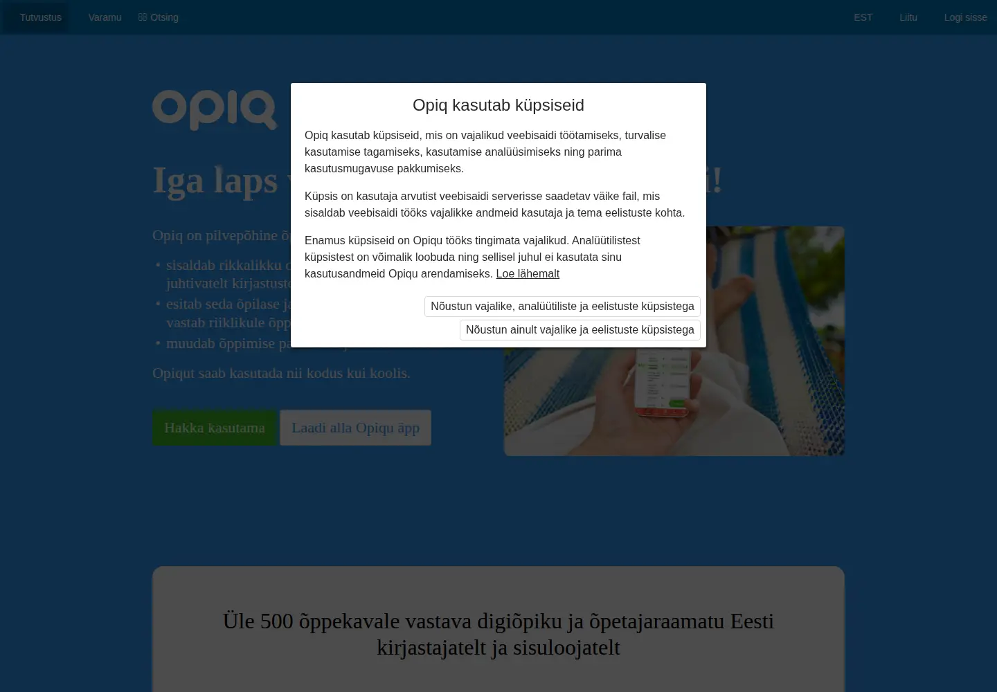 Screenshot of opiq.ee