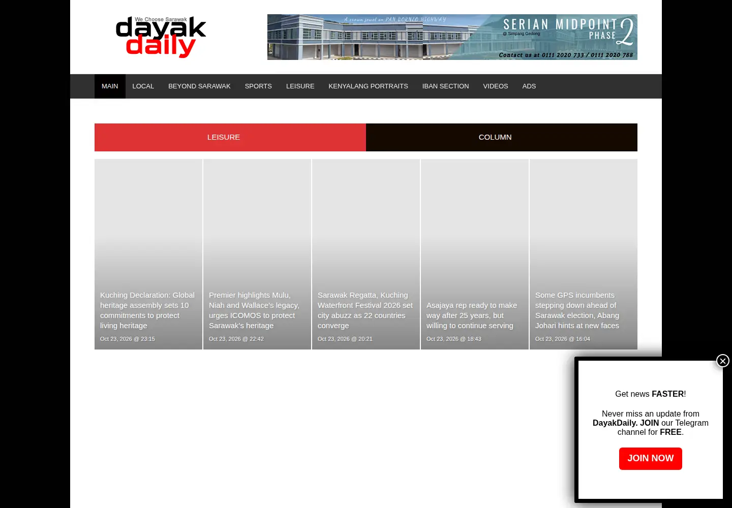 Screenshot of dayakdaily.com