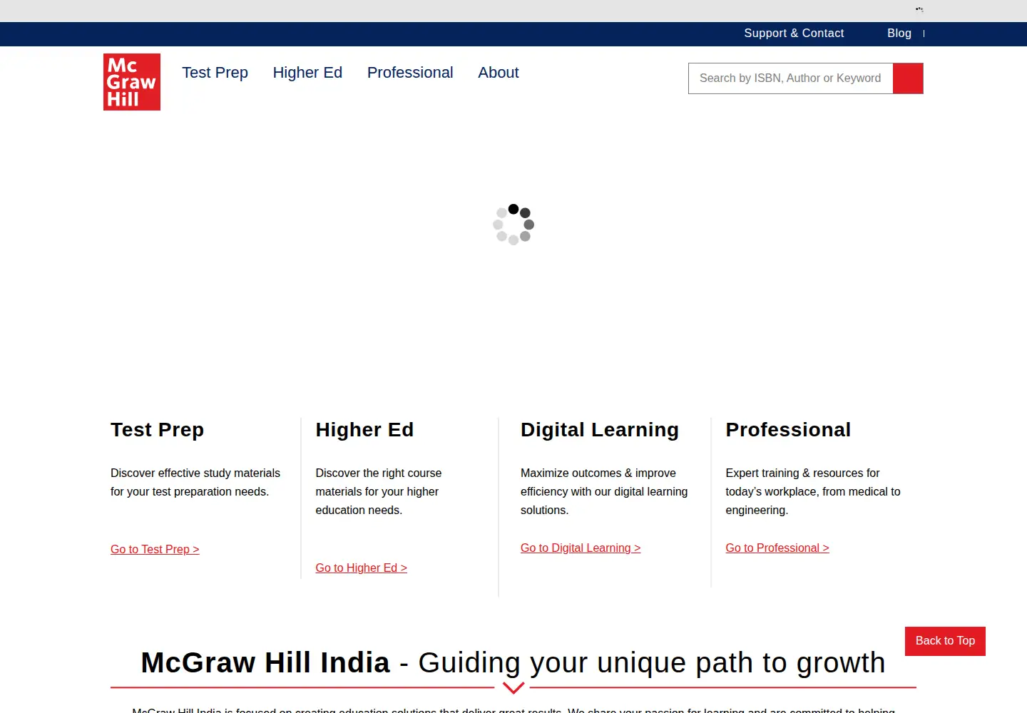Captured homepage of tatamcgrawhill.com in the current scan