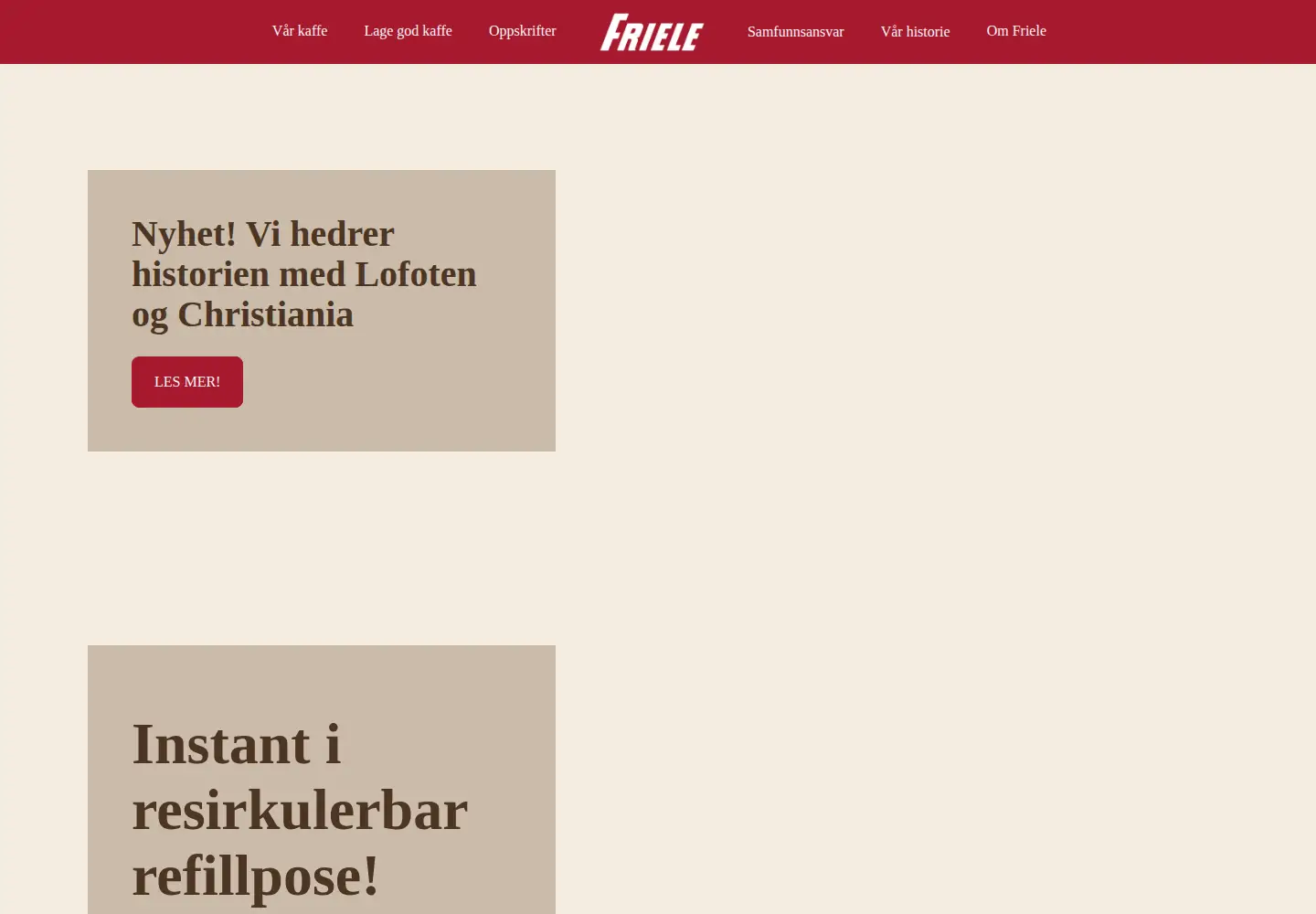 Screenshot of friele.no