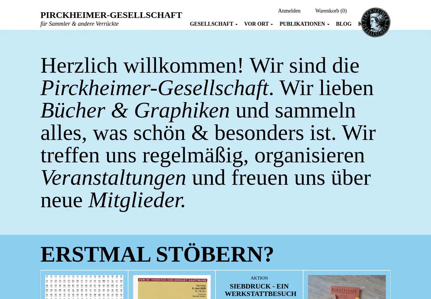 Captured homepage of pirckheimer-gesellschaft.org in the current scan