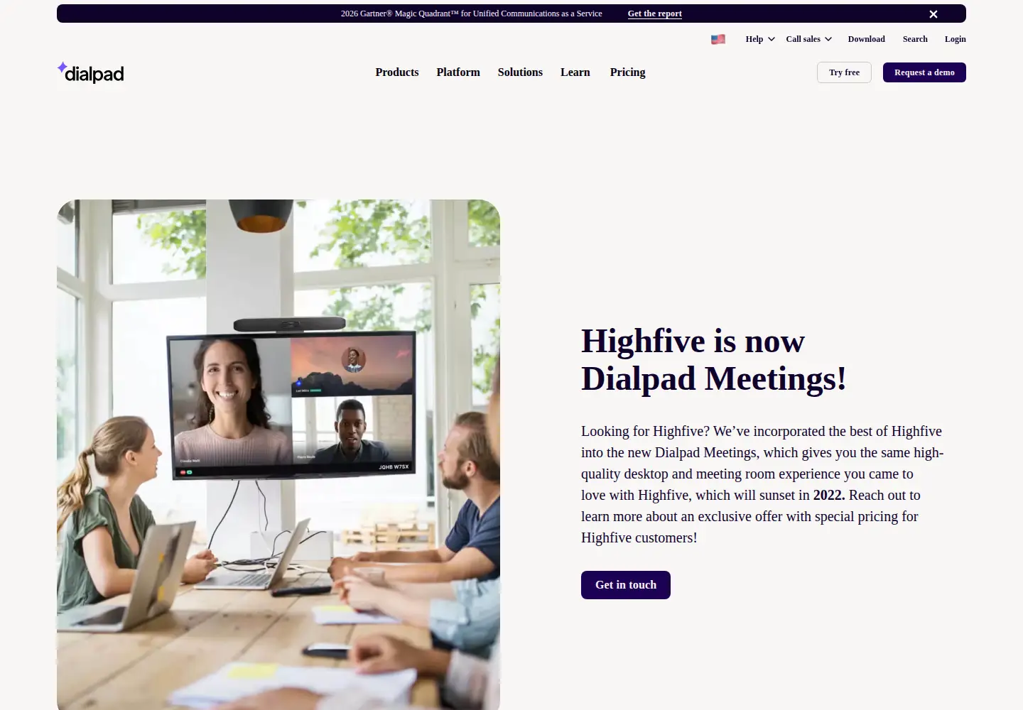 Captured homepage of highfive.com in the current scan