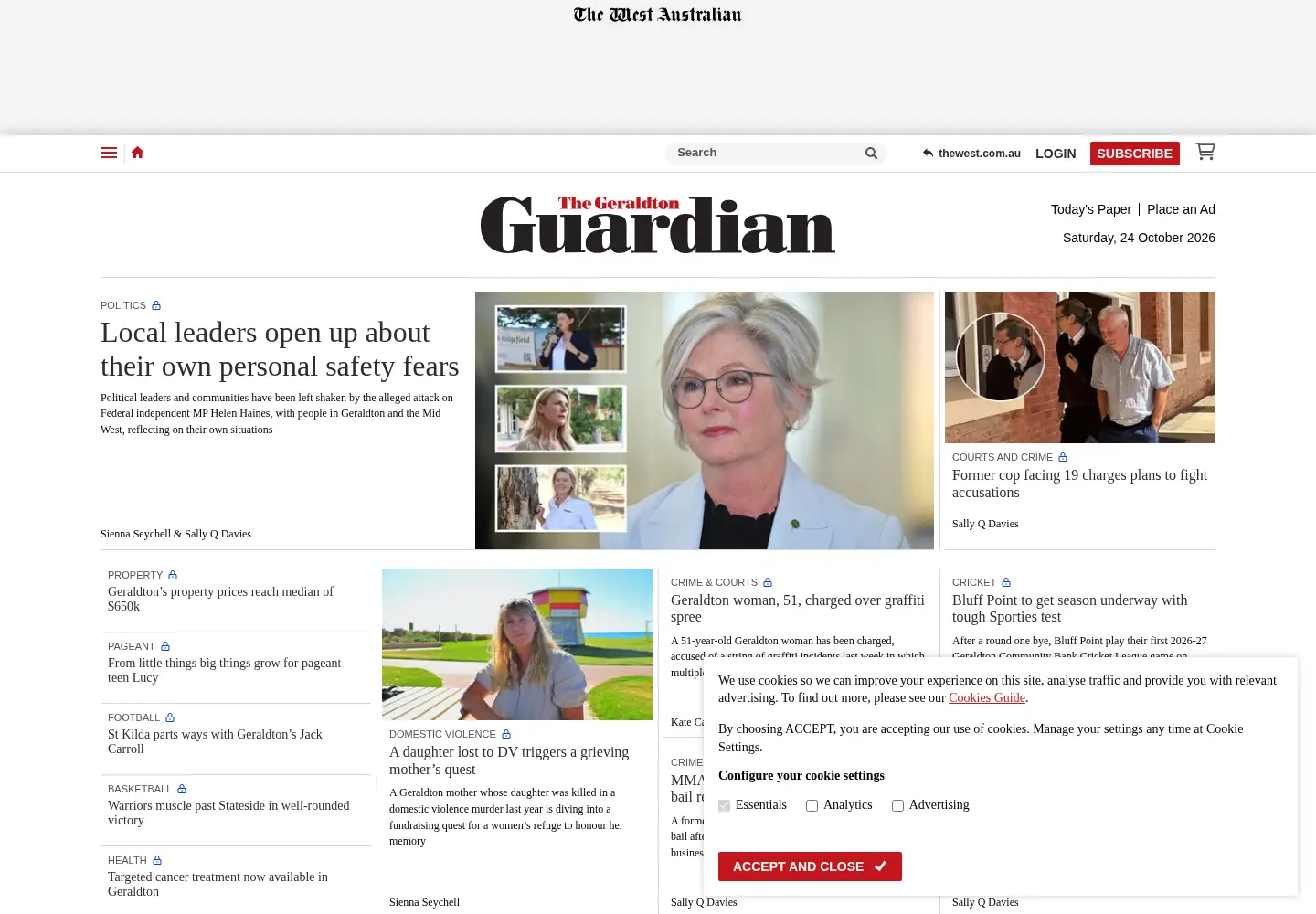 Captured homepage of geraldtonguardian.com.au in the current scan