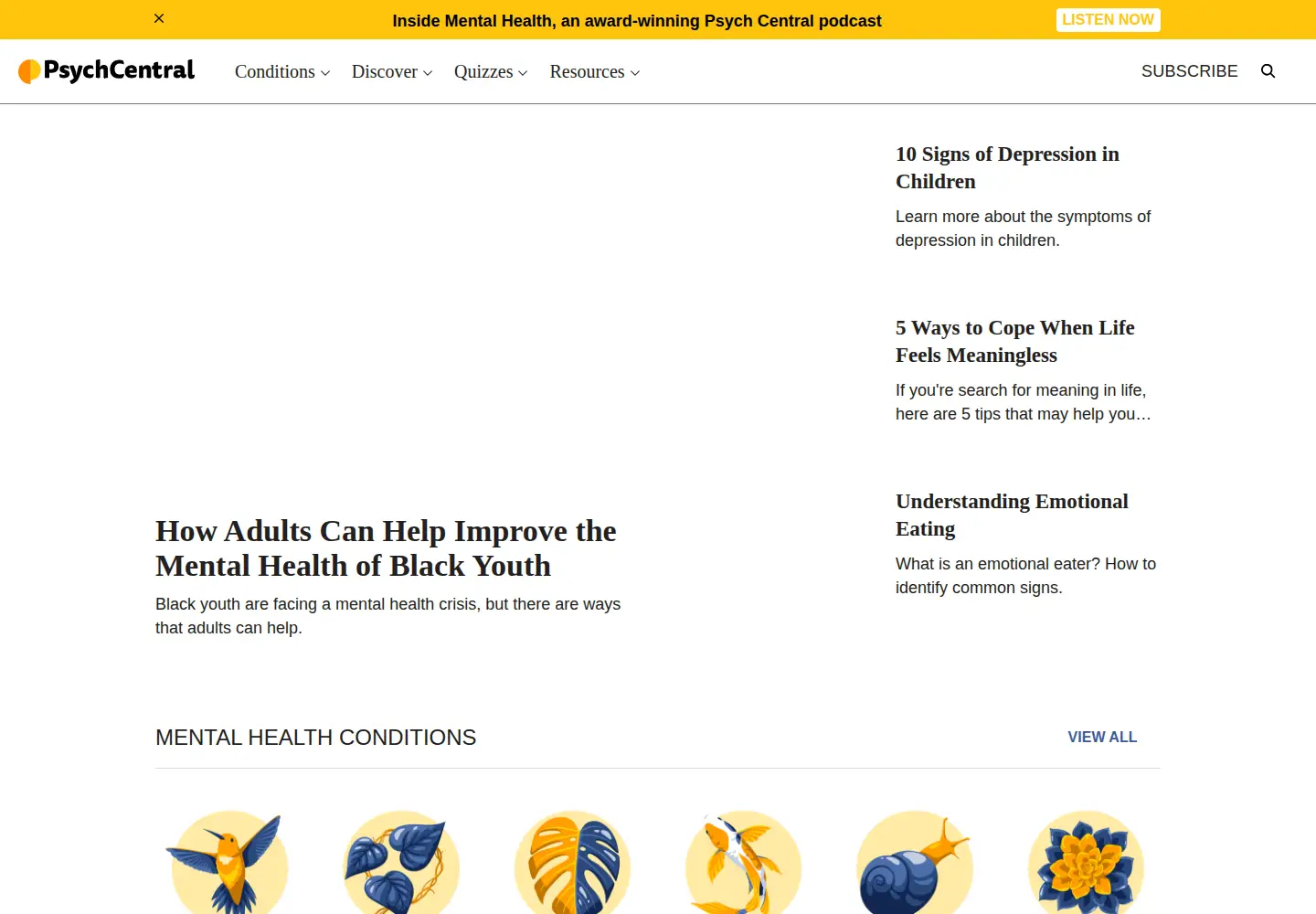 Screenshot of psychcentral.com