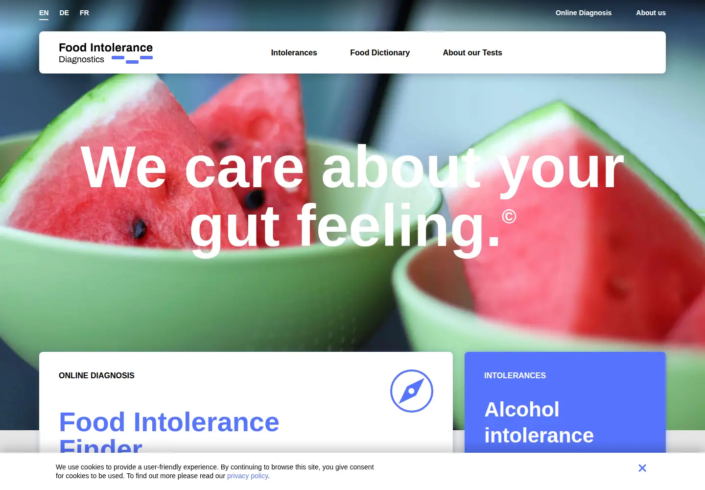 Screenshot of foodintolerances.org