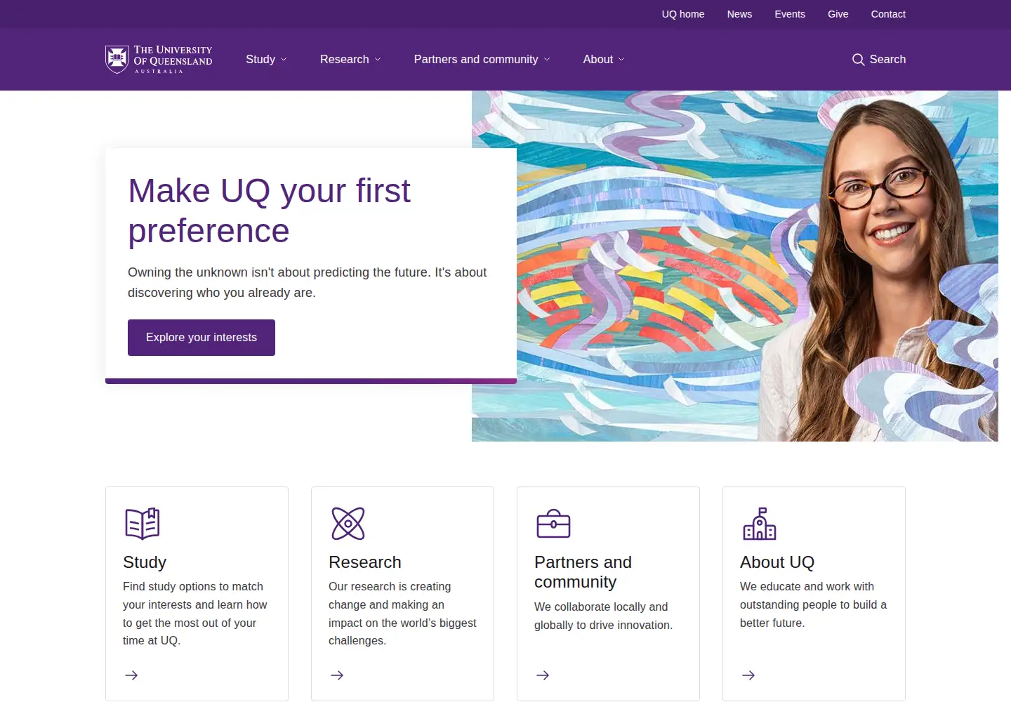 Screenshot of uq.edu.au