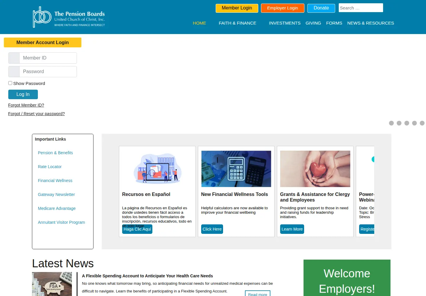 Captured homepage of pbucc.org in the current scan