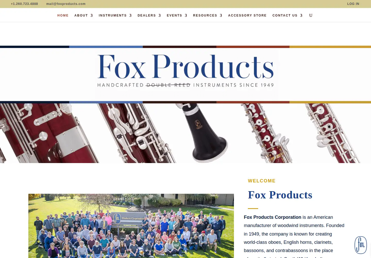 Captured homepage of foxproducts.com in the current scan