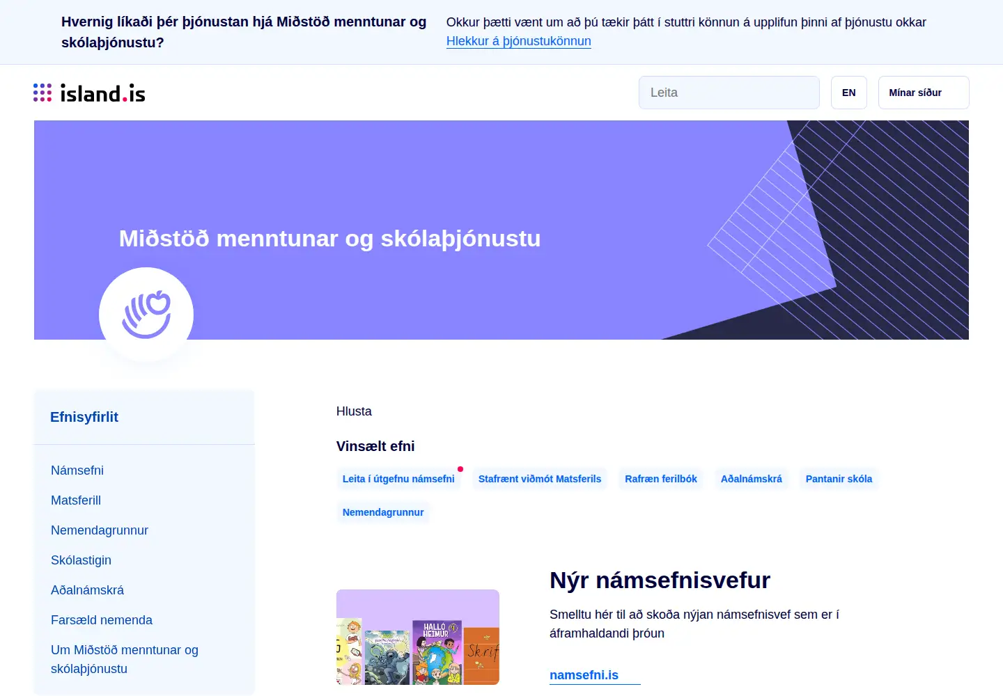 Screenshot of nams.is