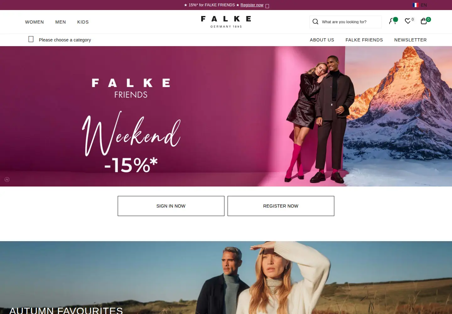 Screenshot of falke.com