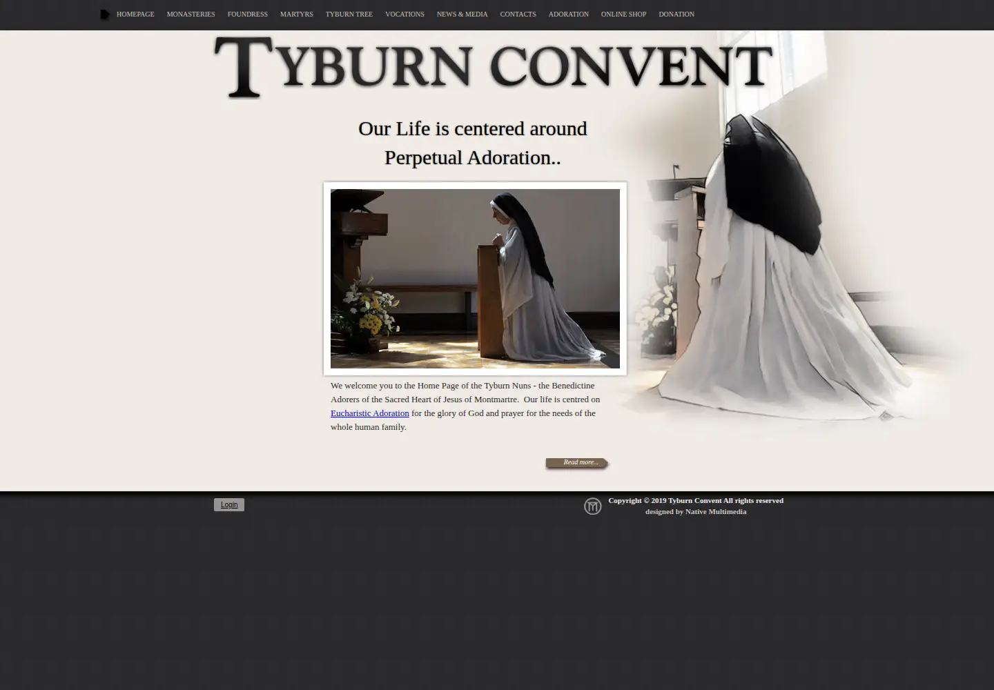 Captured homepage of tyburnconvent.org.uk in the current scan