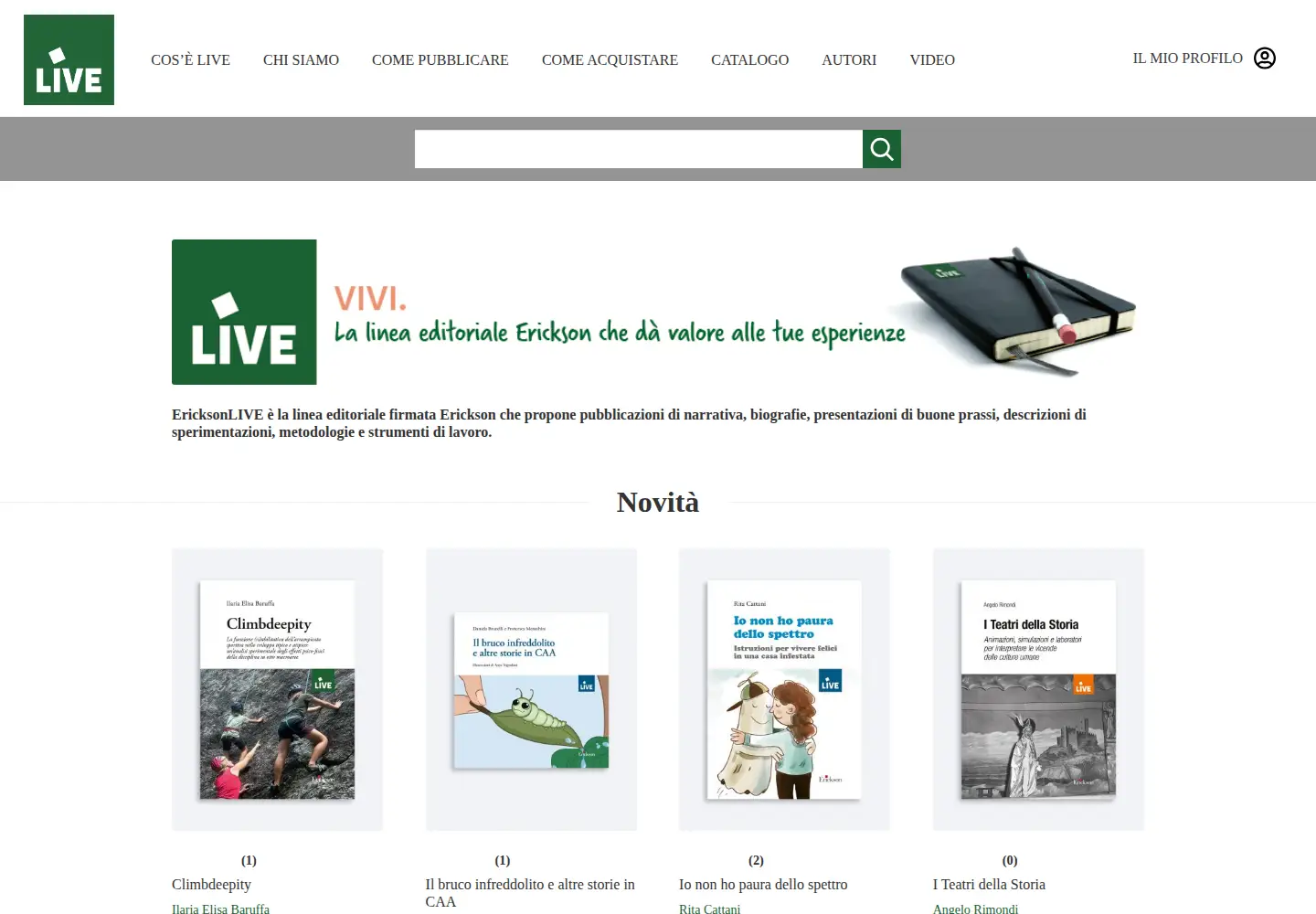 Captured homepage of ericksonlive.it in the current scan